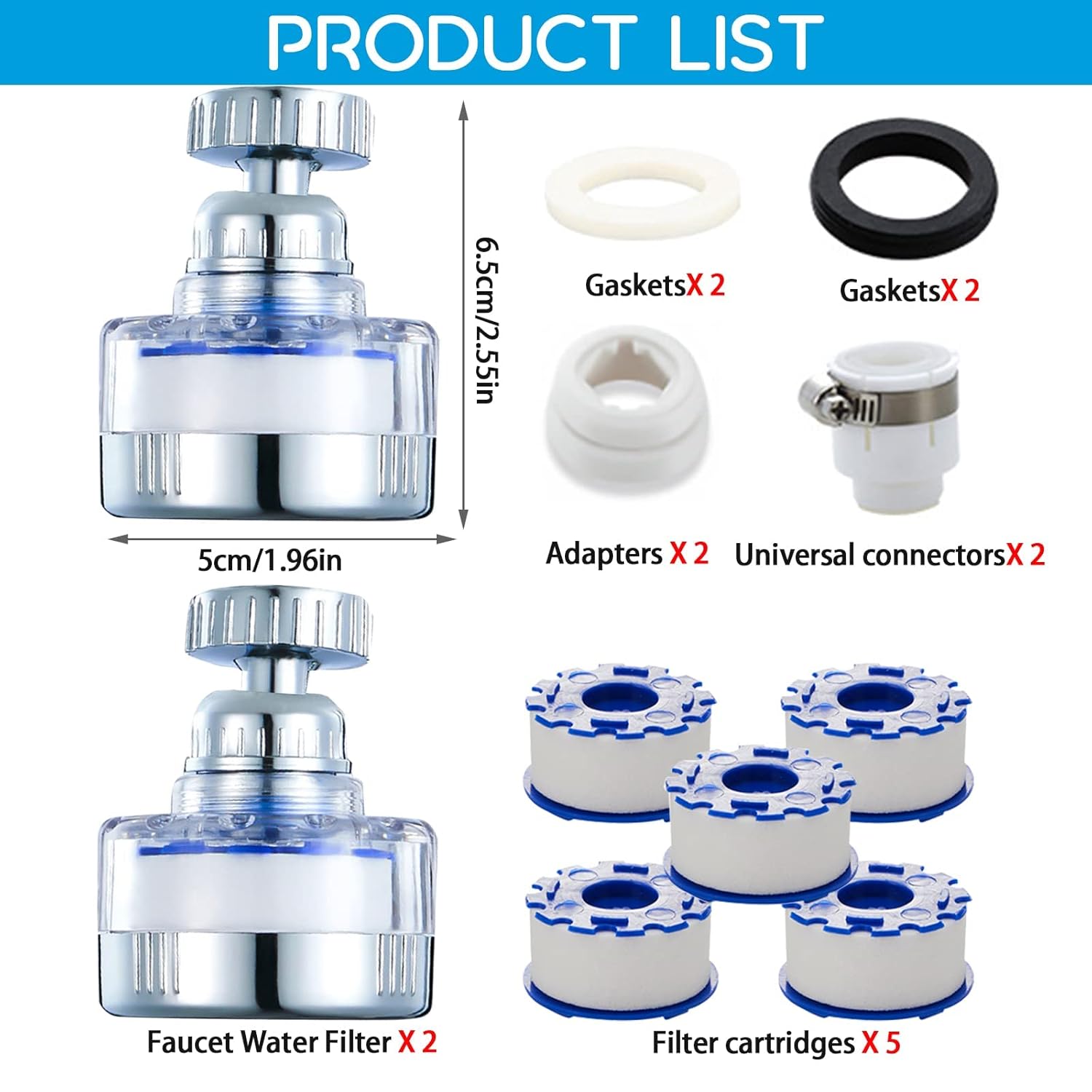 Faucet Water Filter 360 Rotating  Purifier Kitchen Tap Filtration